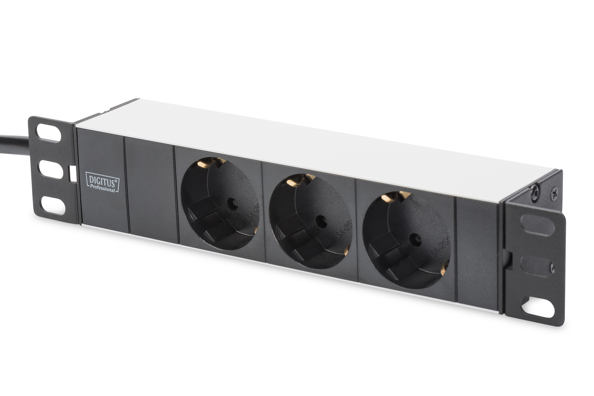 Image of Digitus aluminium outlet strip, 3 safety outlets, 2 m supply...