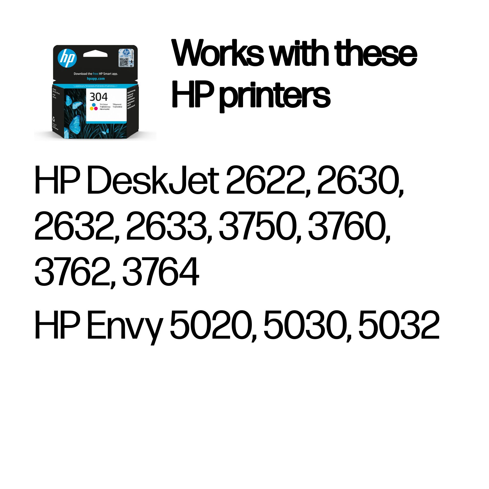 HP N9K05AE/304 Printhead cartridge color, 100 pages/5% 2ml for HP DeskJet 2620/3720