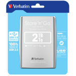 Verbatim Store 'n' Go USB 3.0 Portable Hard Drive 2TB Silver 53189