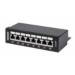 Intellinet Patch Panel, Cat6a, FTP, 8-Port, Desktop, Shielded, 90° Top-Entry Punch Down Blocks, Black