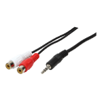 LogiLink 1x3.5mm - 2xRCA, 5m audio cable 3.5mm Black