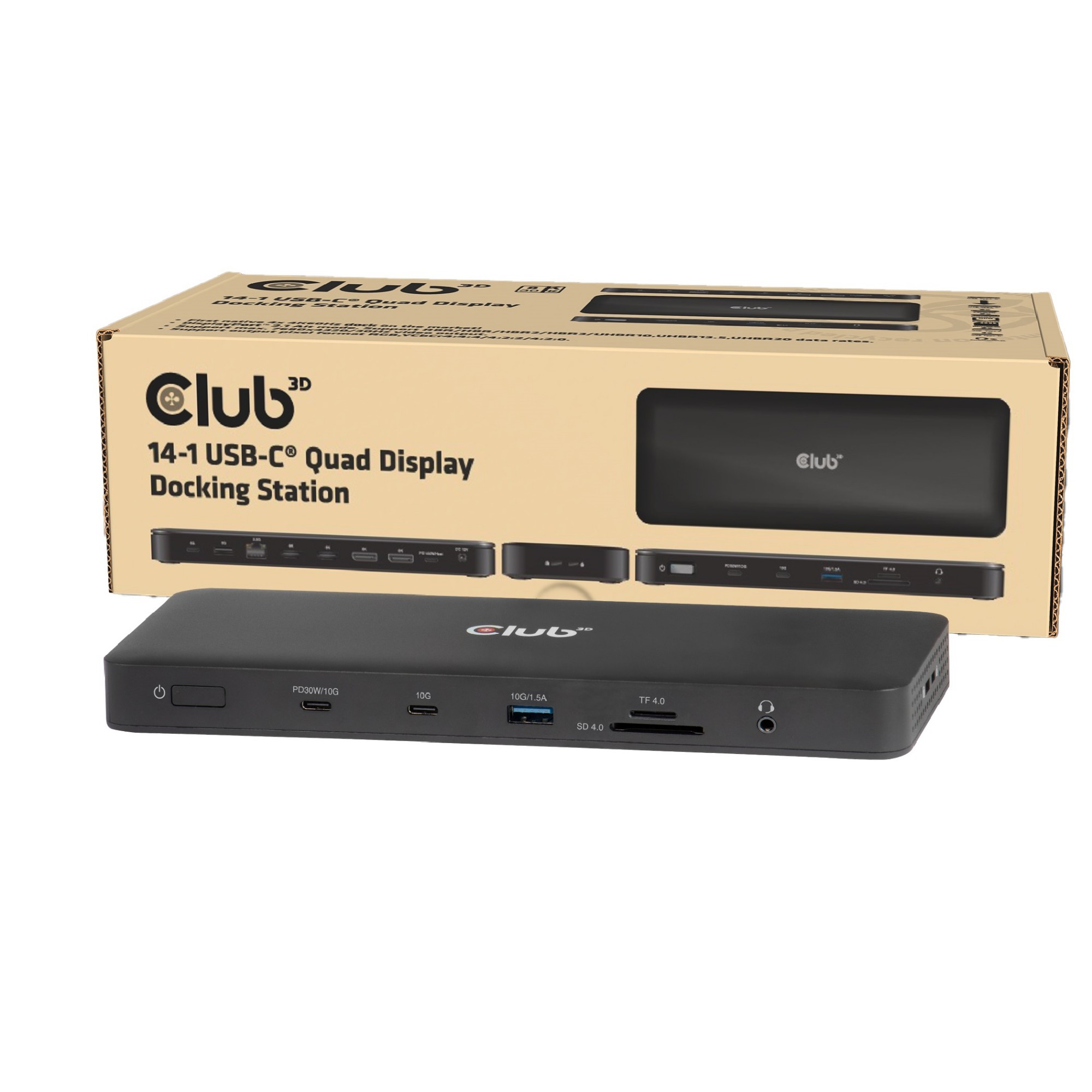 CLUB3D 14-1 USB-CÂ® Quad Display Docking Station
