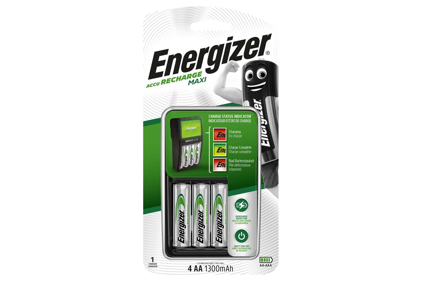 E300810100 ENERGIZER Maxi Charger with 4x 1300mAh Rechargeable AA Batteries