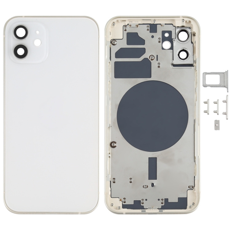 EU Product - iPhone 12 Complete Back Cover with Frame (No Logo) - White thumbnail