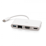 C2G USB-C® to HDMI®, VGA, USB-A, and RJ45 Multiport Adapter - 4K 30Hz - White