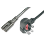 FDL 1M UK MAINS CABLE - 13A UK PLUG TO C7 FIGURE 8 SOCKET