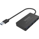 Vision TC-USBHUB4P interface hub USB 3.2 Gen 1 (3.1 Gen 1) Type-A 5 Mbit/s Black