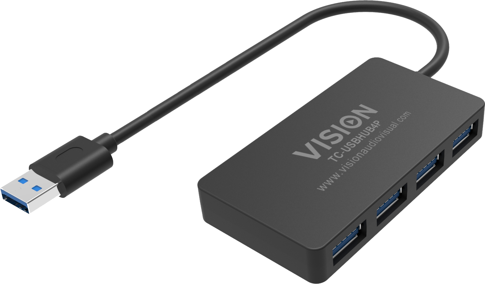 Vision TC-USBHUB4P interface hub USB 3.2 Gen 1 (3.1 Gen 1) Type-A 5 Mbit/s Black