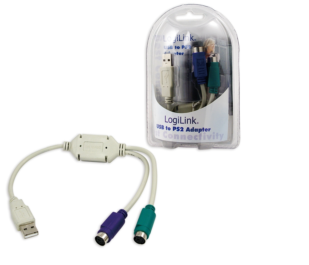 Image of LogiLink Adapter USB - 2x PS/2 PS/2 cable 0.2 m 2x 6-p Mini-DIN...