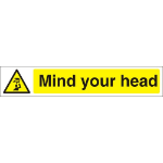 SECO by Stewart Superior SECO Warning Safety Sign Mind Your Head Self Adhesive Vinyl 300 x 50mm - W0186SAV300X50