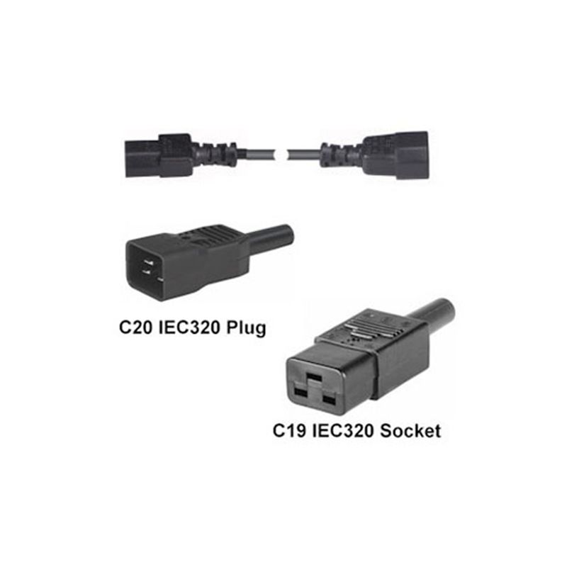FDL 2M IEC C20 PLUG TO IEC C19 SOCKET POWER EXTENSION CABLE
