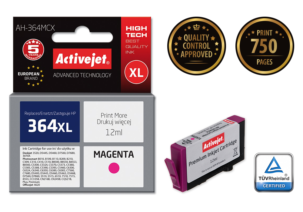 Activejet AH-364MCX ink (replacement for HP 364XL CB324EE; Premium; 12 ml; magenta)