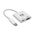 Tripp Lite U444-06N-H4K6WC USB-C to HDMI Adapter (M/F) - 4K 60 Hz, 60W PD Charging, HDCP 2.2, White