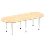 Dynamic Impulse W2400 x D1000 x H740mm Boardroom Table Post Leg Maple Finish Brushed Aluminium Frame - I003738 DD
