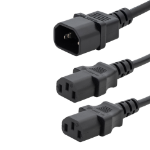 connektgear 2.5m Mains Power Splitter Cable C14 Plug to 2 x C13 Sockets