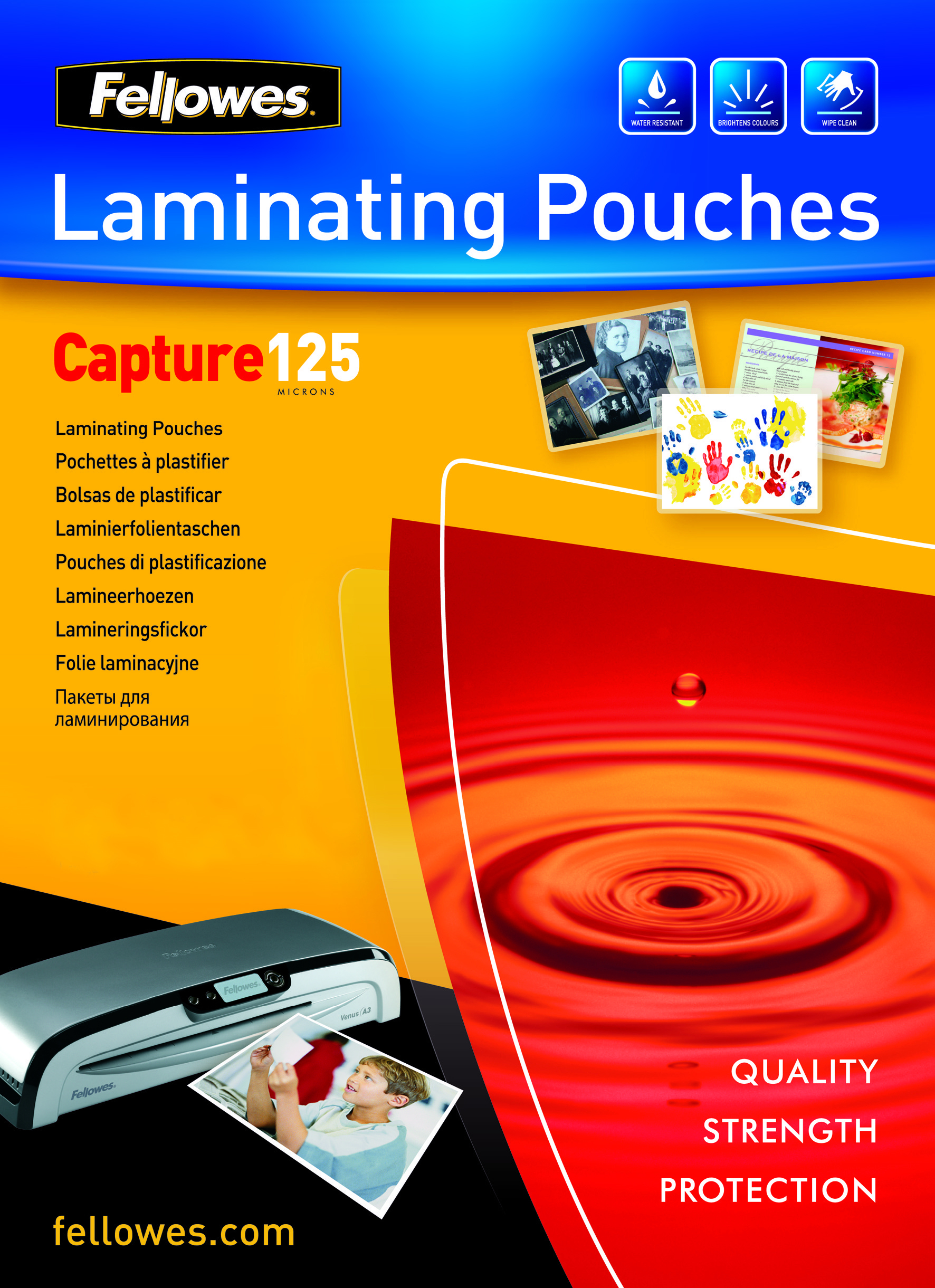 Image of Fellowes A6 Glossy 125 Micron Laminating Pouch - 100 pack