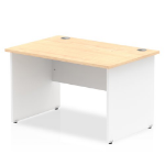 Dynamic Impulse Straight Office Desk W1200 x D800 x H730mm Panel End Leg Maple Finish White Frame  - TT000109 DD