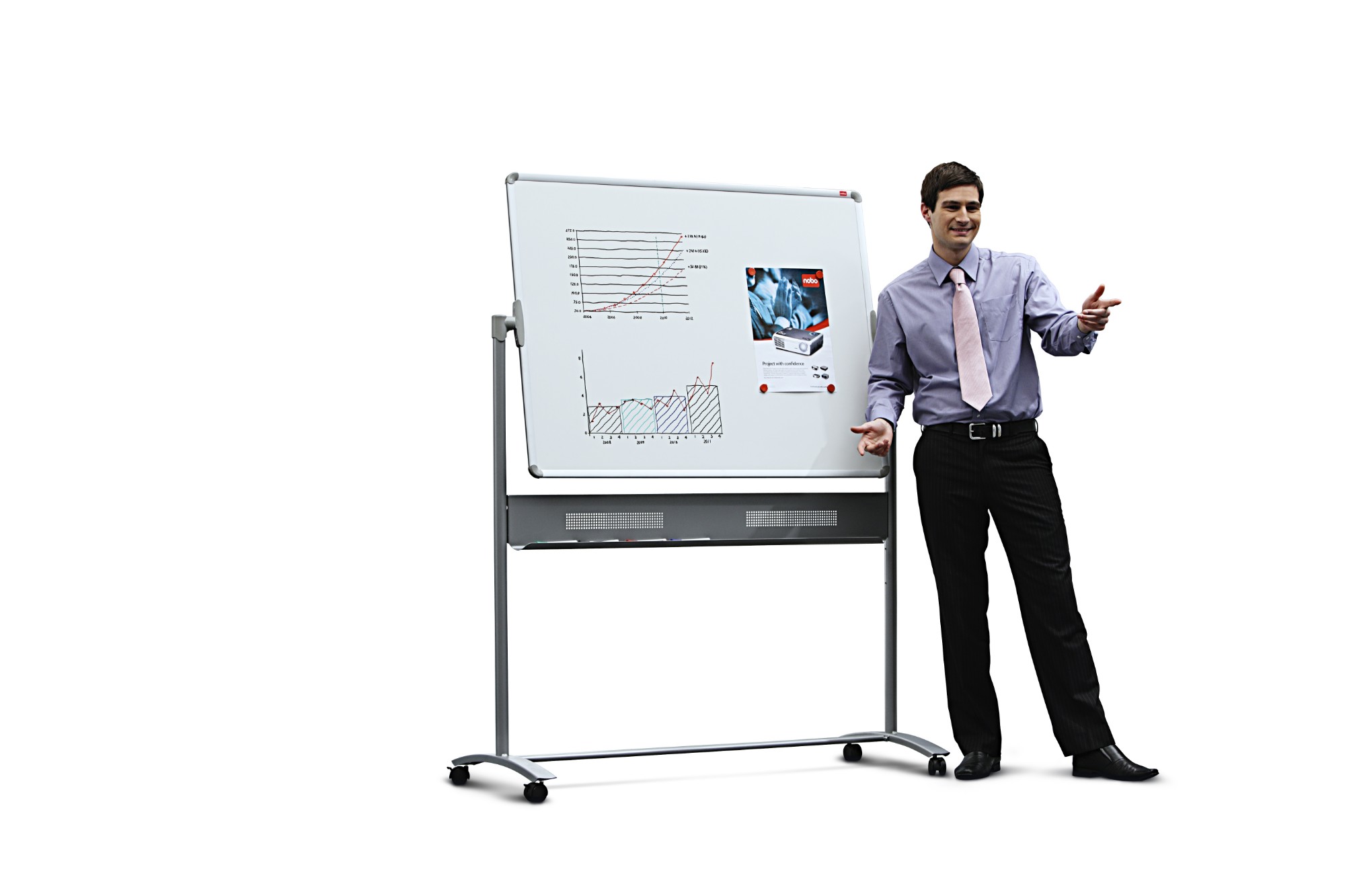Nobo Prestige Enamel Magnetic Mobile Board Horizontal Pivot 1500x1200mm