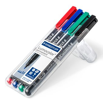 Image of Staedtler Lumocolor 317 WP4 permanent marker Black, Blue, Green,...