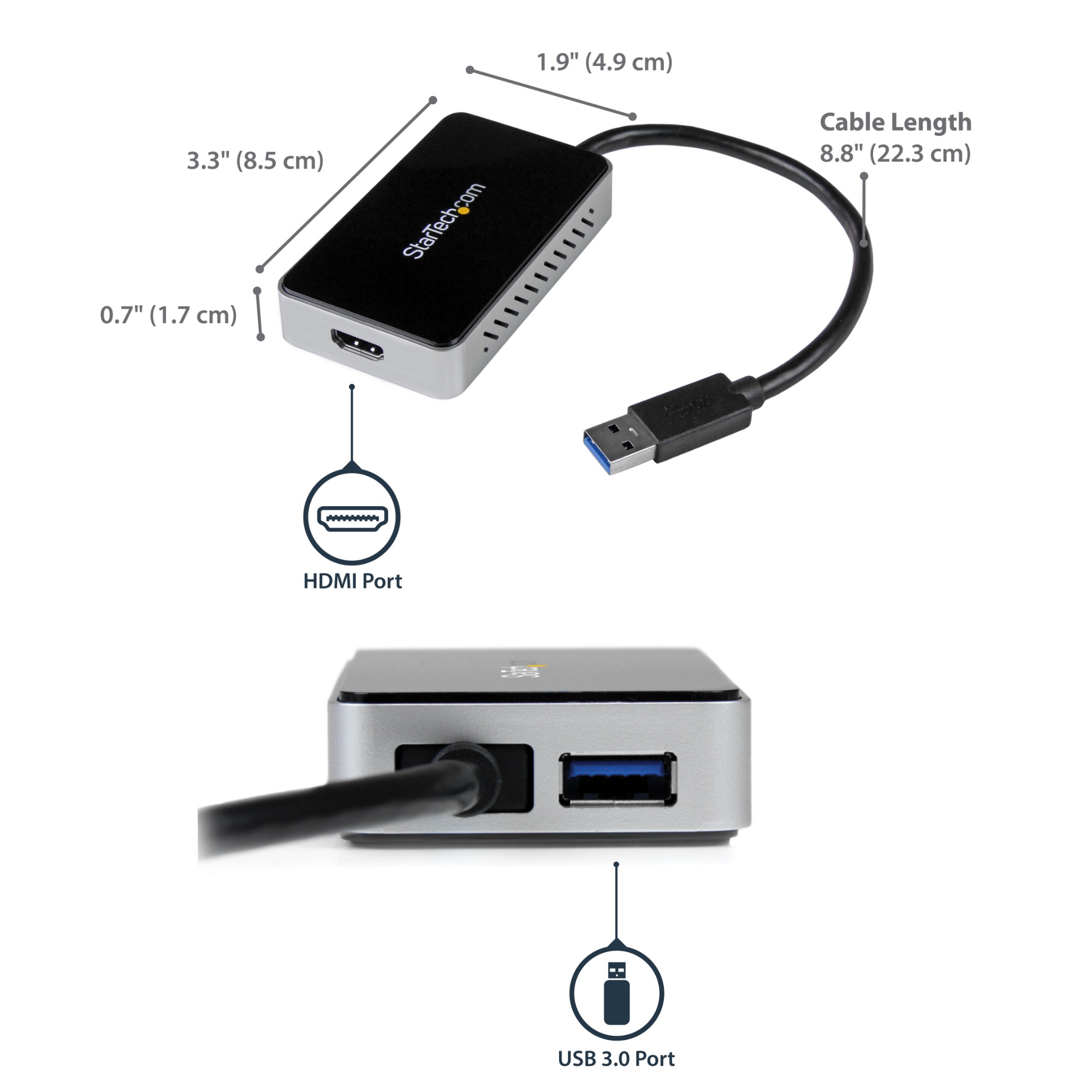 StarTech.com USB 3.0 to HDMI Adapter with 1-Port USB Hub &acirc;&euro;&ldquo; 1920x1200