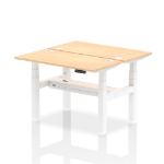 Dynamic Air Back-to-Back W1200 x D600mm Height Adjustable Sit Stand 2 Person Bench Desk With Cable Ports Maple Finish White Frame - HA01546 DD