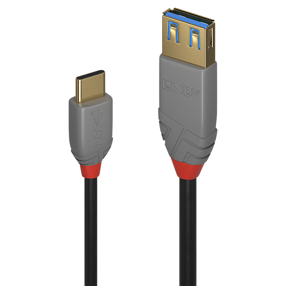 Image of Lindy 0.15m USB 3.1 C to A Adapter Cable, Anthra Line