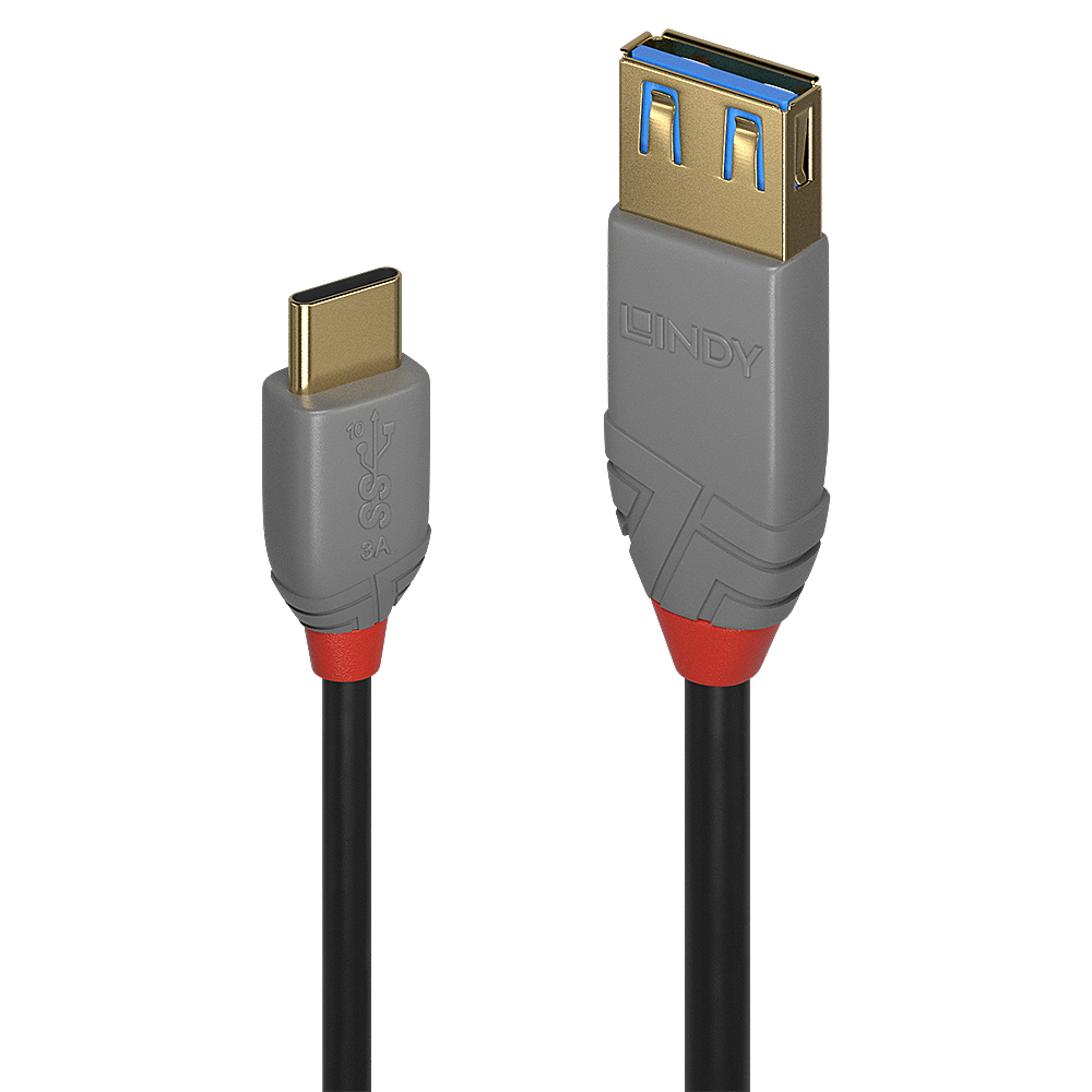 Lindy 0.15m USB 3.1 C to A Adapter Cable, Anthra Line
