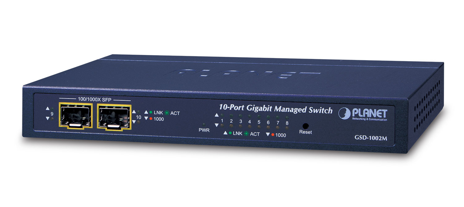 Image of PLANET GSD-1002M network switch Managed L2/L4 Gigabit Ethernet...