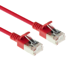 ACT Rode 1 meter LSZH U/FTP CAT6A datacenter slimline patchkabel snagless met RJ45 connectoren