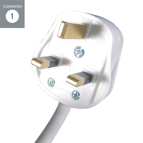 connektgear 3m 4 Way Power Extension Block - UK Plug to 4 x UK Sockets - White