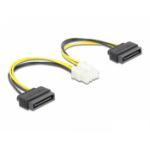 DeLOCK Power cable 2 x 15 pin SATA plug to 8 pin EPS male 15 cm