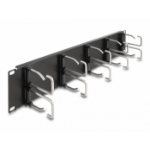 DeLOCK 19″ Cable Management Routing Panel with 10 metal hooks 2U black