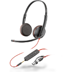 POLY Blackwire 3225 stereo USB-C-headset + 3,5 mm stekker + USB-C/A-adapter (bulk)