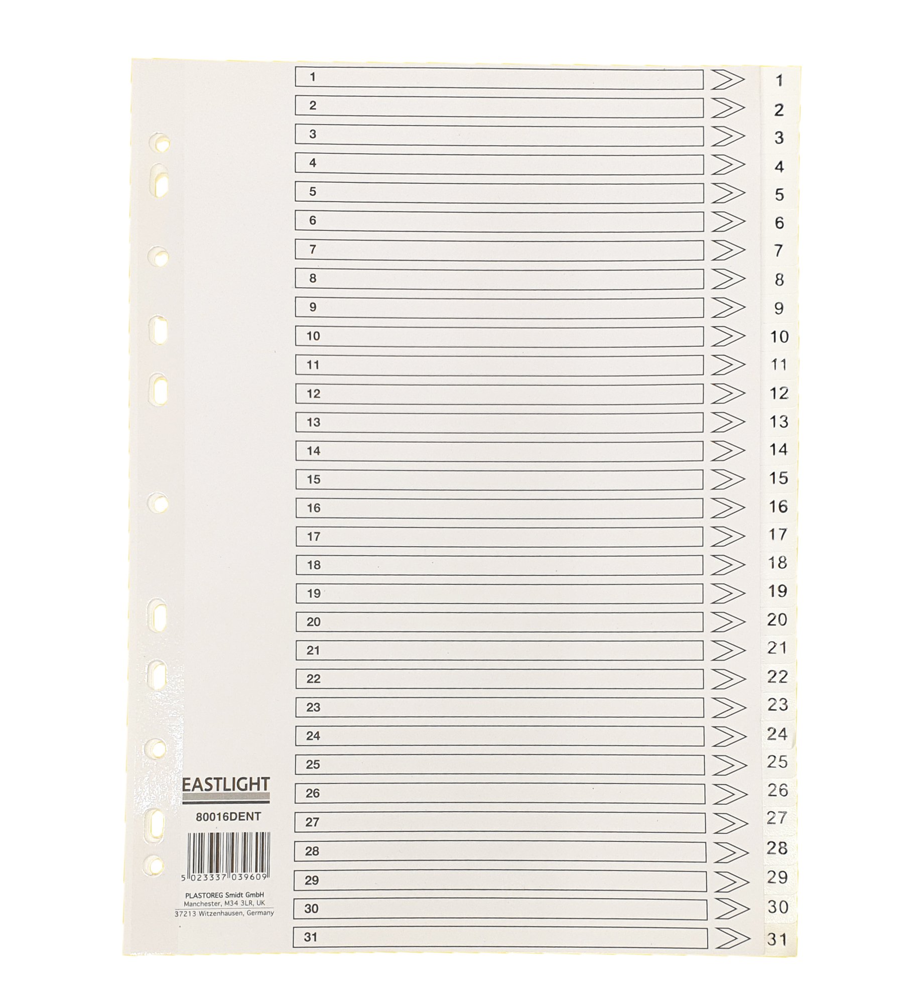 CTS Wholesale Index Polypropylene A4 1-31 White