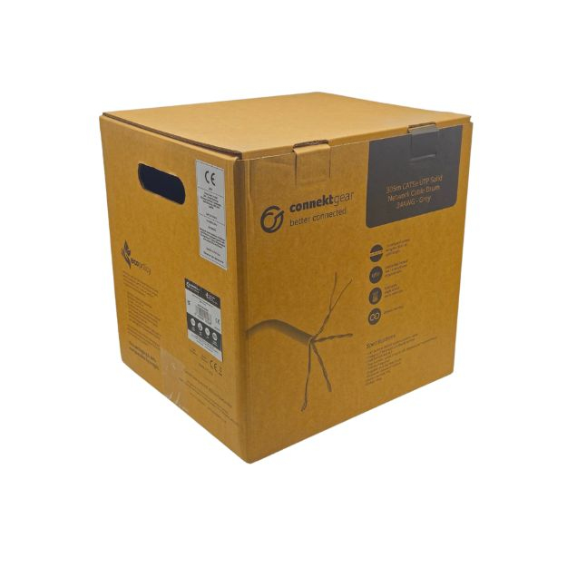 Connektgear Grey 305M Solid Cat5e Utp Network Cable Drum - 24Awg