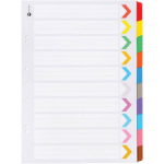 MARBIG 38610 DIVIDERS A3 PORTRAIT BOARD ASSORTED COLOURS 10 TAB