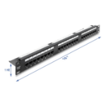 DeLOCK 19″ 1U Patch Panel 24 port Cat.6 with LED and strain relief rail unshielded black