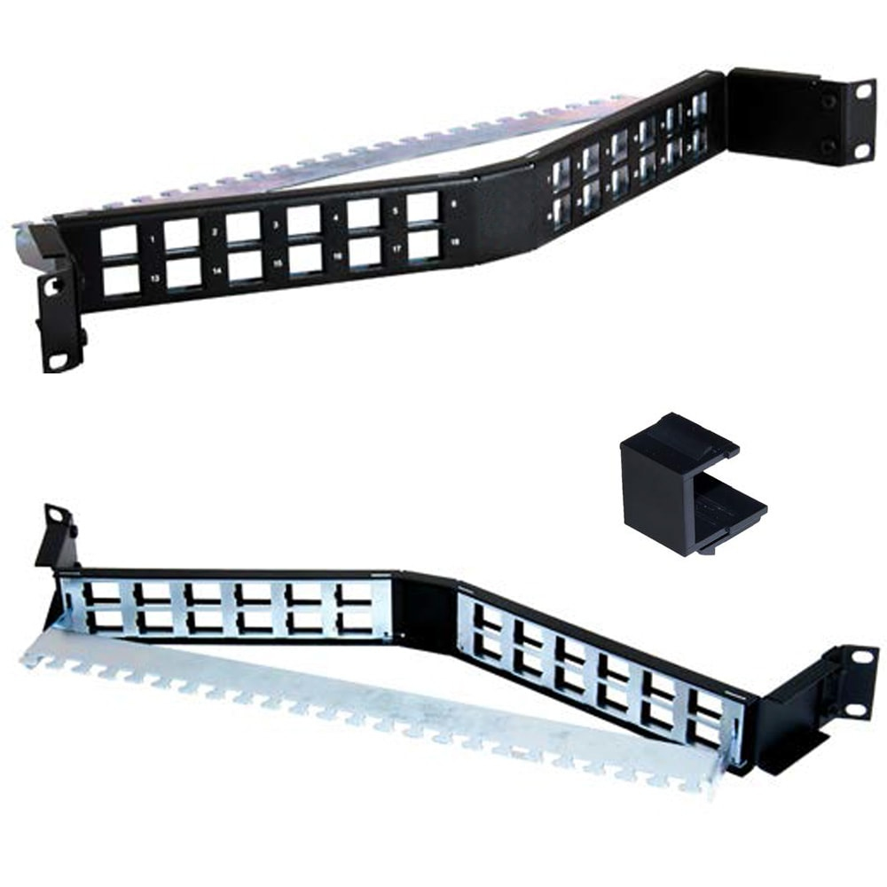 Videk 1u 24 Port Unloaded Angled Unshielded Keystone Patch Panel