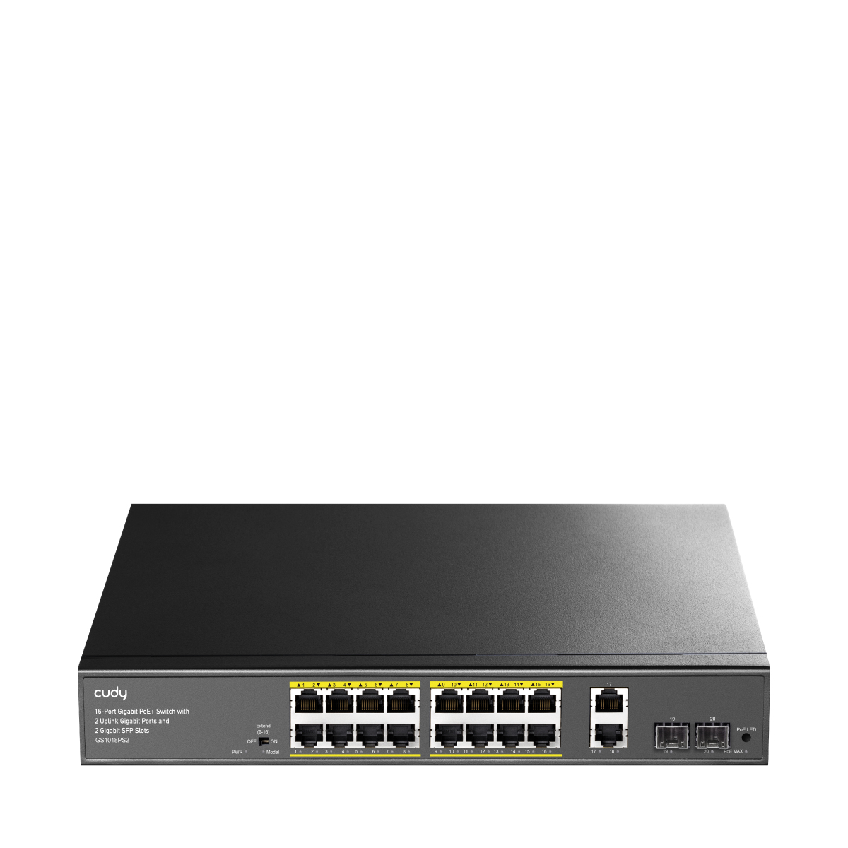 Cudy GS1018PS2 network switch Unmanaged Gigabit Ethernet (10/100/1000) Power over Ethernet (PoE) Black