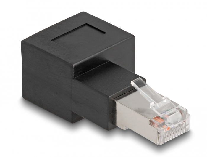DeLOCK RJ45 plug to RJ45 jack Adapter Cat.6A 90Â° right angled