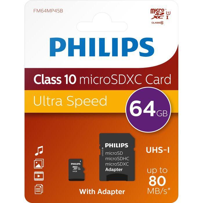 Philips FM64MP45B/10 memory card 64 GB MicroSDHC UHS-I Class 10