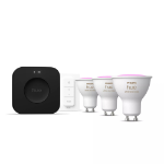 Philips Hue White and colour ambience Starter kit: 3 GU10 bulbs + Dimmer switch + Bridge Pro