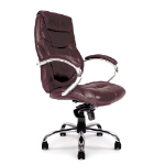 NAUTILUS Designs Sandown High Back Luxurious Leather Faced Synchronous Executive Chair With Integrated Headrest & Fixed Arms Brown - DPA617KTAG/LBW DD