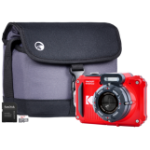Kodak PIXPRO WPZ2 16MP 4x Zoom Tough Compact Camera - Red - Camera + Sandisk 32GB MicroSD Card + System Bag