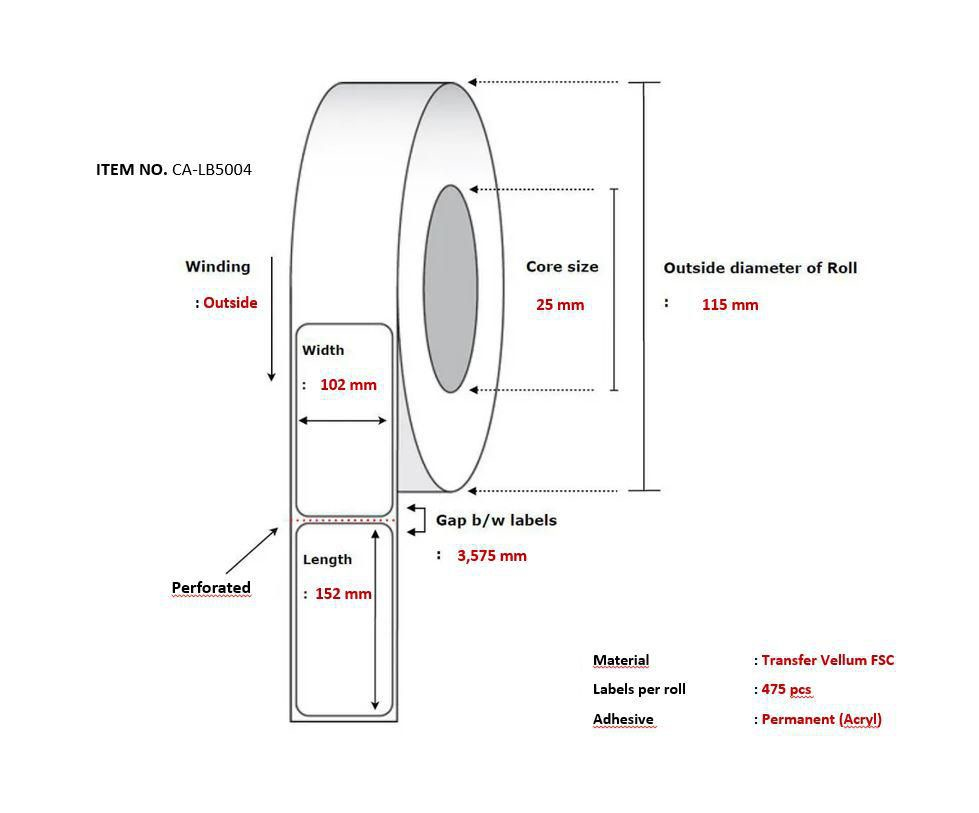 Capture CA-LB5004 printer label White