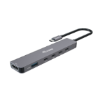 Equip USB-C 6 in 1 Multifunctional Adapter, HDMI 4K/30Hz, USB-C x 4 , USB-A x 1, 5Gbps, 100W USB PD