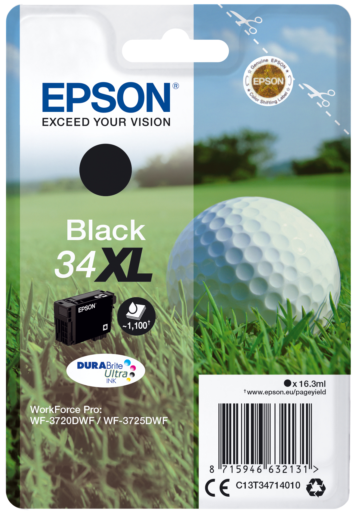 Image of Epson C13T34714010/34XL Ink cartridge black high-capacity, 1.1K...