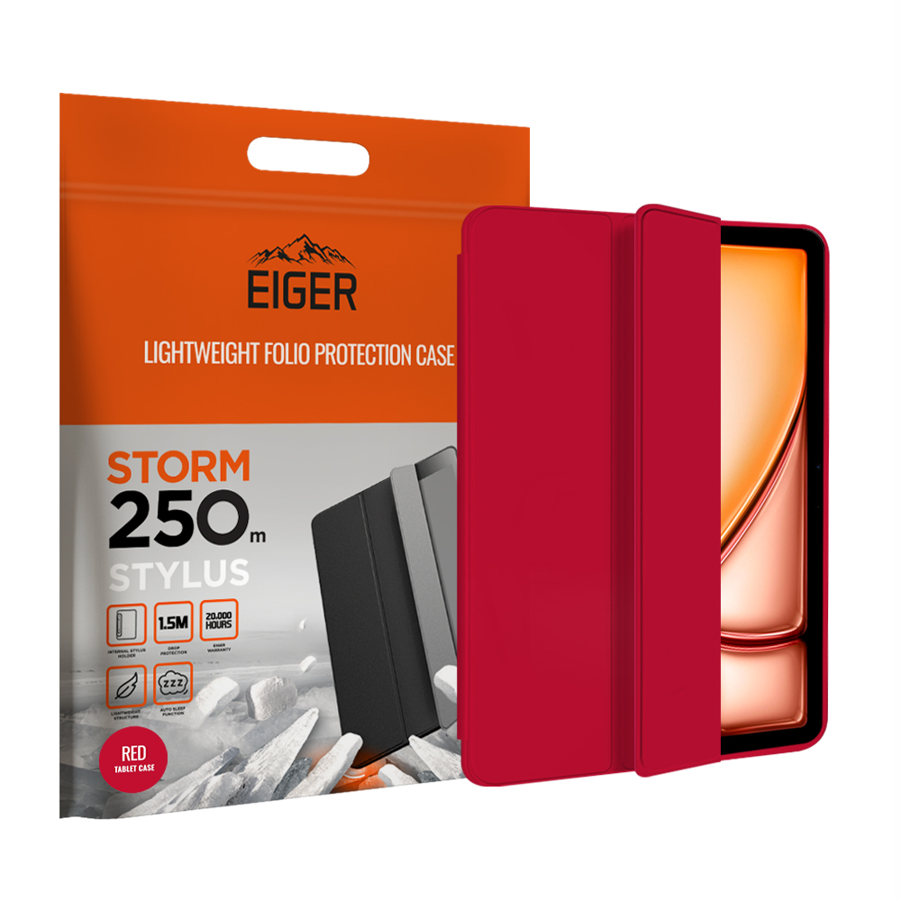 Eiger ETUI FOLIO ROUGE STAND MAGNETIQUE RENFORCÉ AVEC EMPLACEMENT STYL