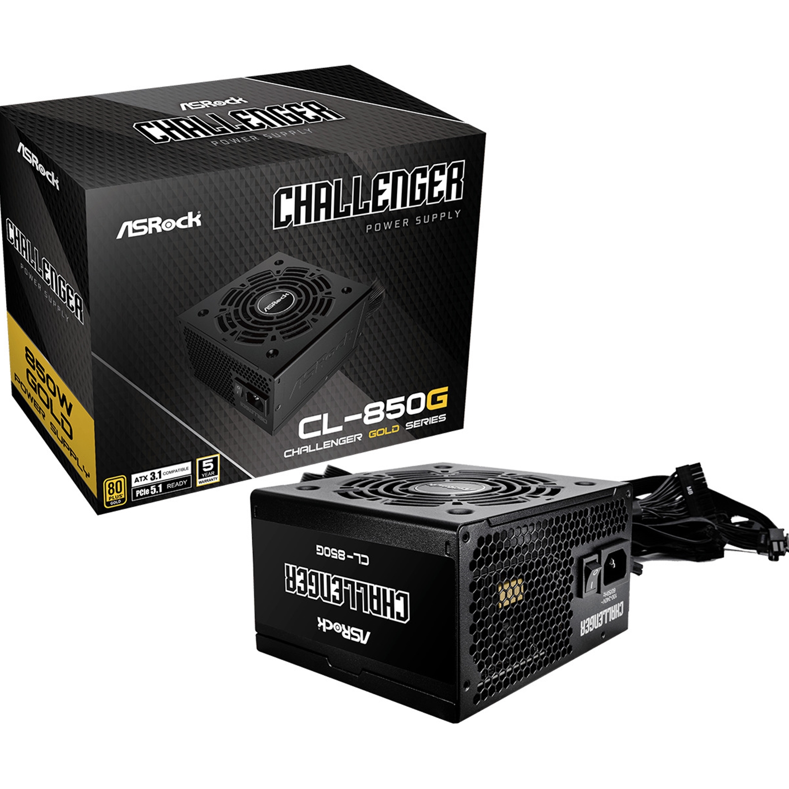 Asrock Gold Cl-850G 850W Atx Power Supply Unit. 80 Plus Certified. 120