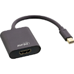 InLine Mini DisplayPort HDMI Adaptor Aluminum with Audio, 4K/60Hz, black, 0.15m